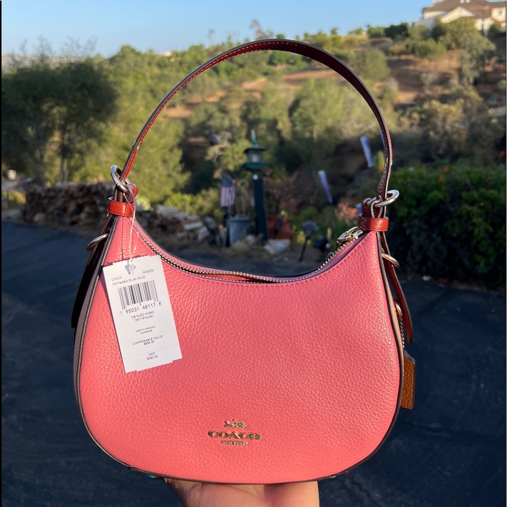 Coach Kleo Hobo In Colorblock- Gold/ Faded Blush